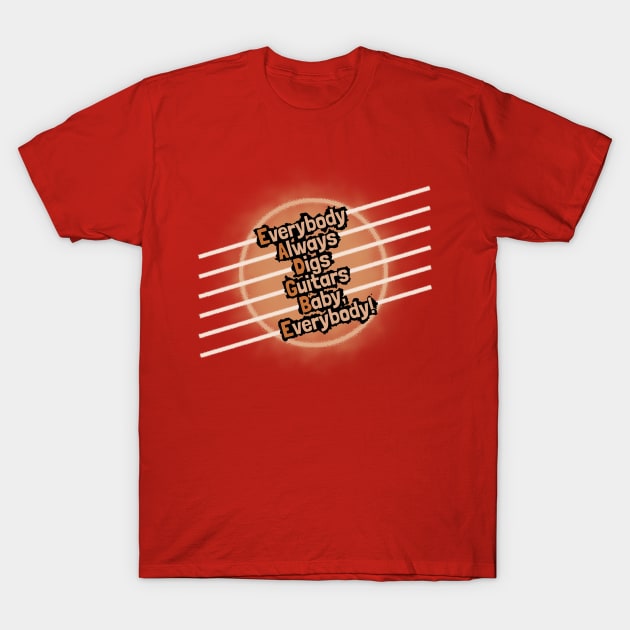 EADGBE Funny Guitar Strings T-Shirt by DeliriousSteve